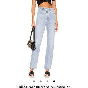Agolde Criss Cross Straight Jeans, Dimension, 25, Hemmed for 5 ft. 5 1/2 in girl